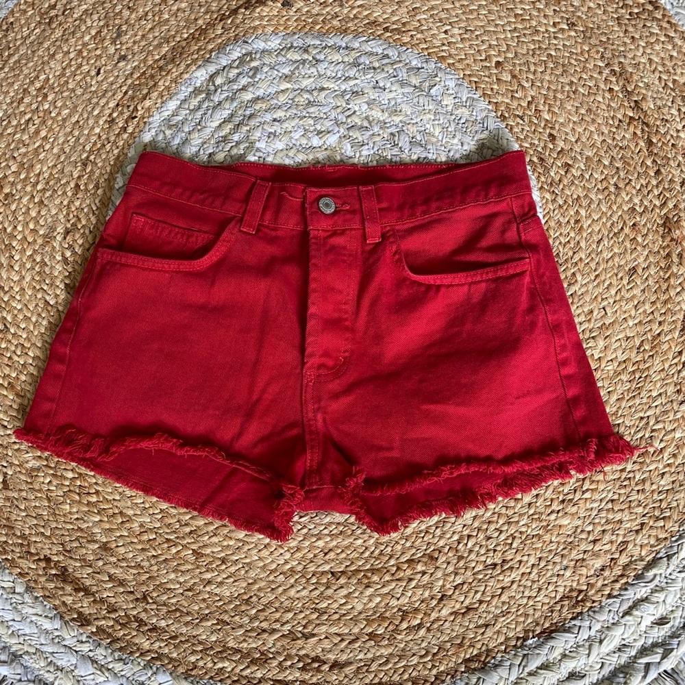 Red Denim Brandy Melville John Galt Shorts OS